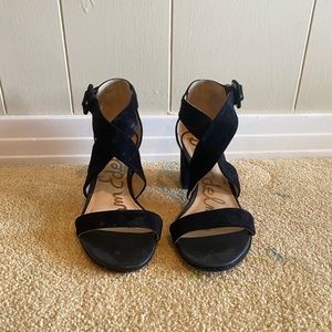 Sam Edelman Black Felt Heels size 6.5
